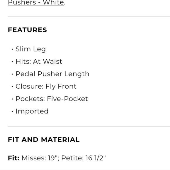 Talbots Flawless White Denim Pedal Pusher Capris Pants Size 16P Petite - Picture 12 of 12